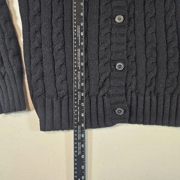 Pendleton Wool Cardigan Sweater Shetland Fisherman V-Neck Women's Small Black - Picture 5 of 7